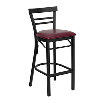 Black Grid Back Metal Barstool