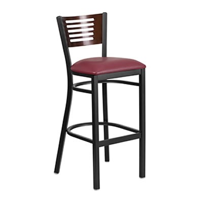 Black Decorative Slat Back Metal Barstool