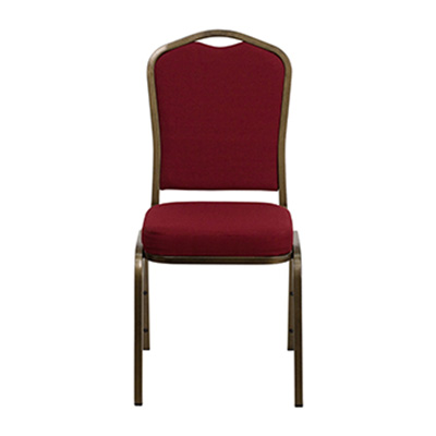 Crown-Back Burgundy Fabric Chair