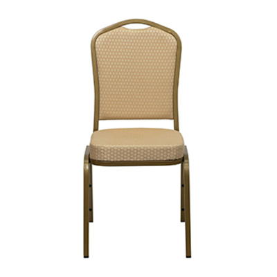Crown-Back Beige Patterned Fabric Chair