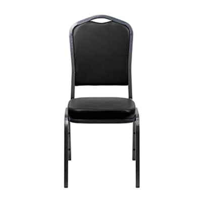 Crown-Back Black Vinyl Chair