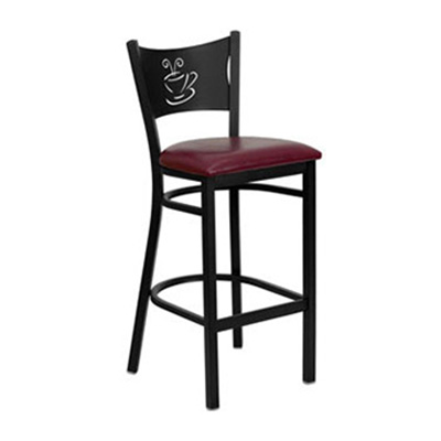 Black Coffee Back Metal Barstool