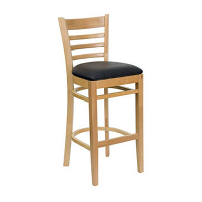 Natural Wood Finished Ladder Back Wooden Barstool