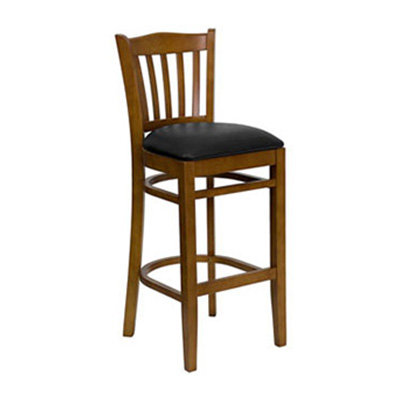 Cherry Finished Vertical Slat Back Wooden Barstool