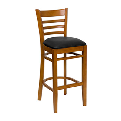 Cherry Finished Ladder Back Wooden Barstool