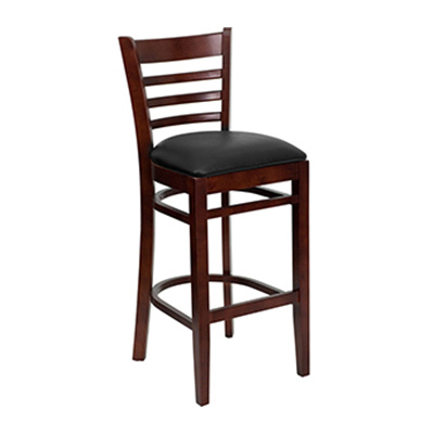 Mahogany Finished Ladder Back Wooden Restaurant Barstool