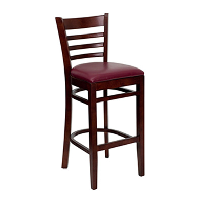 Mahogany Finished Ladder Back Wooden Barstool