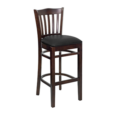 Walnut Finished Vertical Slat Back Wooden Barstool