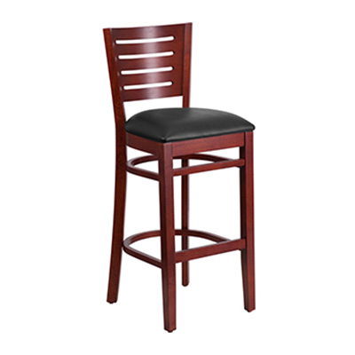 Slat Back Mahogany Wooden Barstool