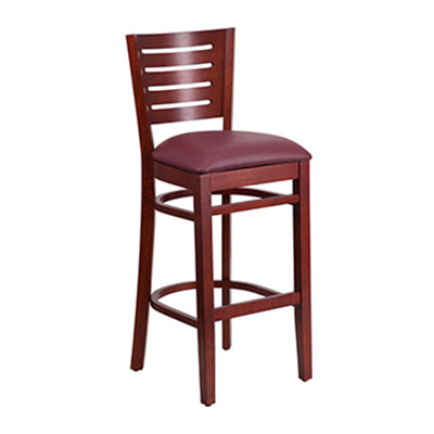 Slat Back Mahogany Wooden Barstool