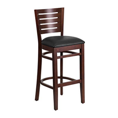 Slat Back Walnut Wooden Barstool