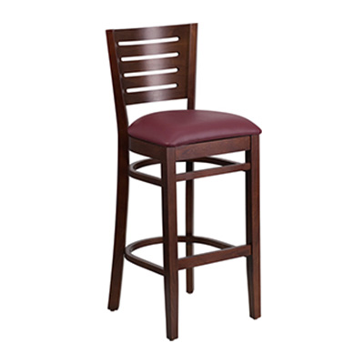 Slat Back Walnut Wooden Barstool