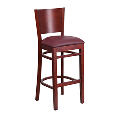 Solid Back Mahogany Wooden Barstool