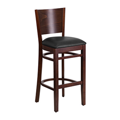 Solid Back Walnut Wooden Barstool