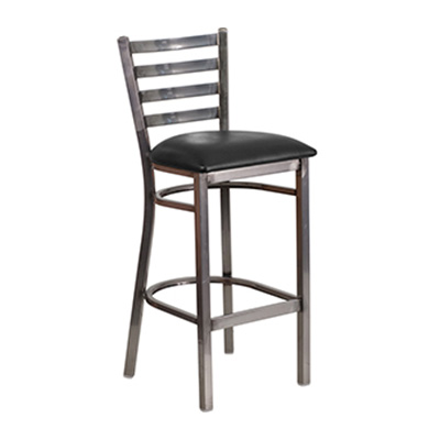 Clear Coated Ladder Back Metal Barstool