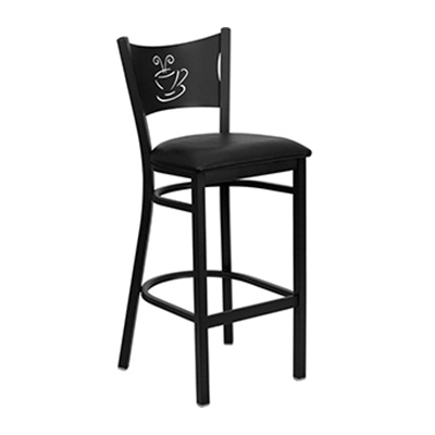 Black Coffee Back Metal Barstool