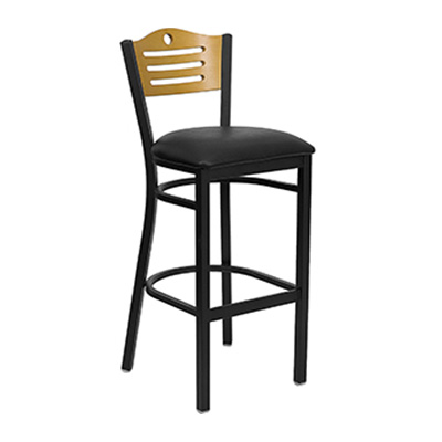 Black Slat Back Metal Barstool