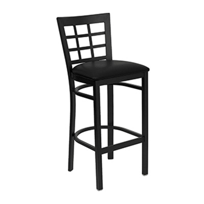 Black Window Back Metal Barstool