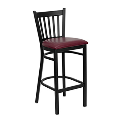 Black Vertical Back Metal Barstool