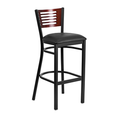 Black Decorative Slat Back Metal Barstool