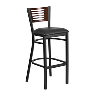 Black Decorative Slat Back Metal Barstool