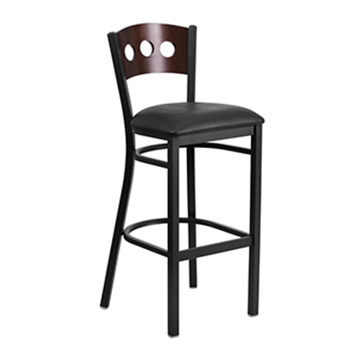 Black Decorative 3 Circle Back Metal Barstool