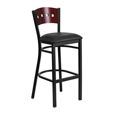 Black Decorative 4 Square Back Metal Barstool