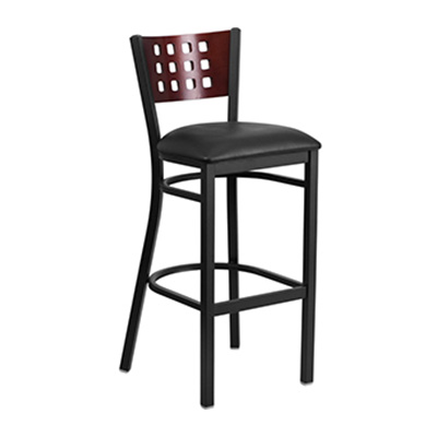 Black Decorative Cutout Back Metal Barstool