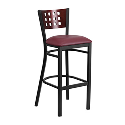 Black Decorative Cutout Back Metal Barstool