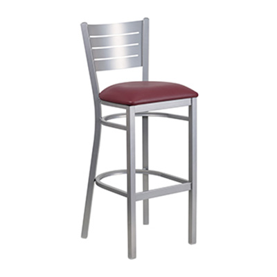 Silver Slat Back Metal Barstool