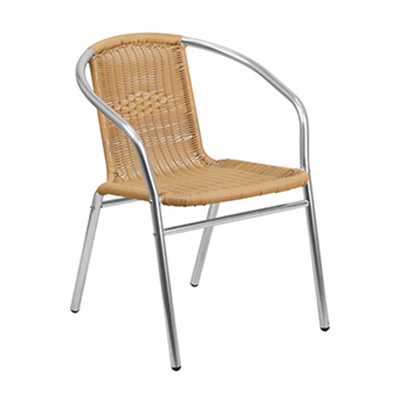 Beige Rattan Restaurant Stack Chair