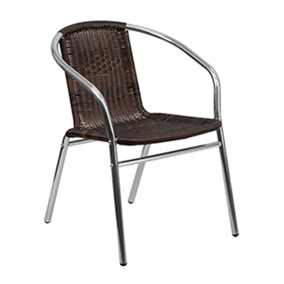 Dark Brown Rattan Restaurant Stack Chair