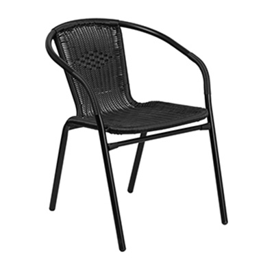 Black Rattan Restaurant Stack Chair