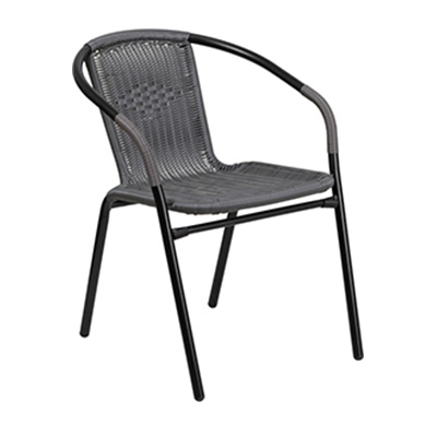 Gray Rattan Restaurant Stack Chair