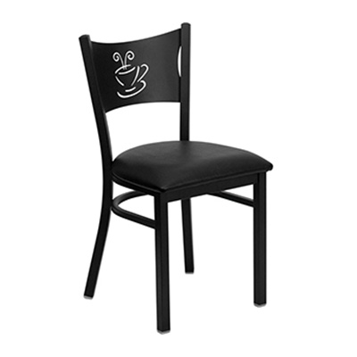 Black Coffee Back Metal Dining Chair