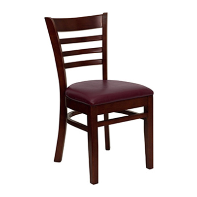 Mahogany Finished Ladder Back Wooden Dining Chair