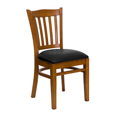 Cherry Finished Vertical Slat Back Wooden Dining Chair