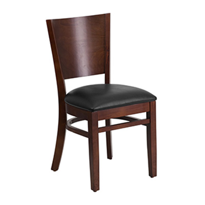 Solid Back Walnut Wooden Dining Chair