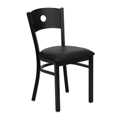 Black Circle Back Metal Dining Chair