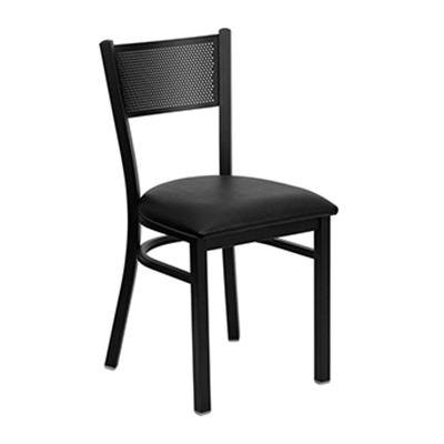 Black Grid Back Metal Dining Chair