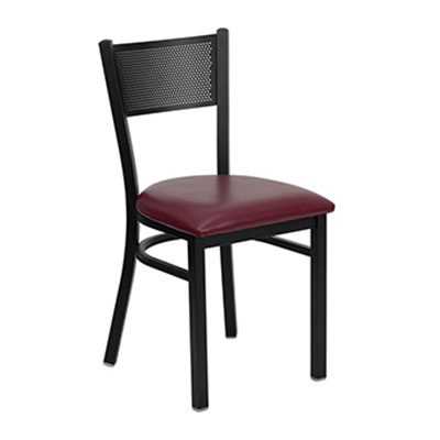 Black Grid Back Metal Dining Chair