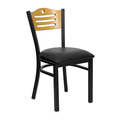 Black Slat Back Metal Dining Chair