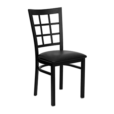 Black Window Back Metal Dining Chair