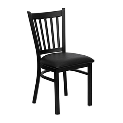 Black Vertical Back Metal Dining Chair